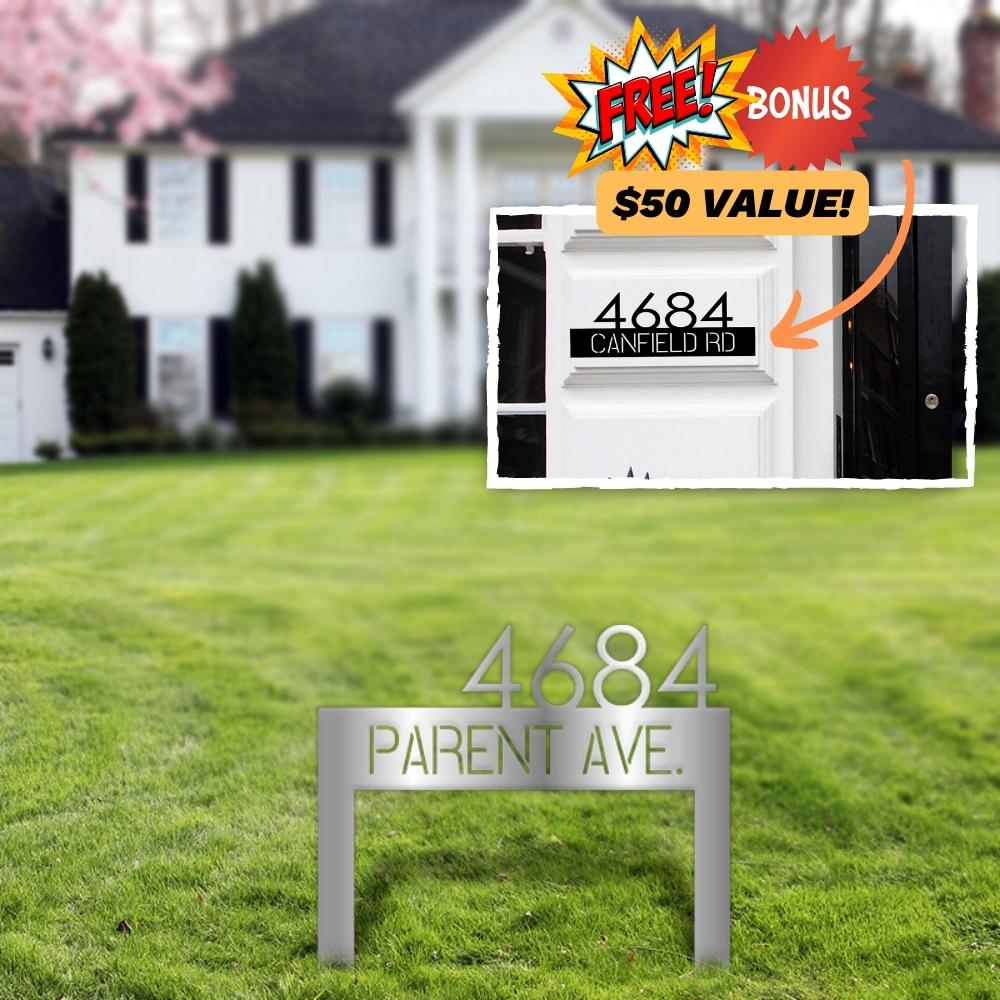 Classic Address Yard Sign (+ FREE Matching Porch Sign)