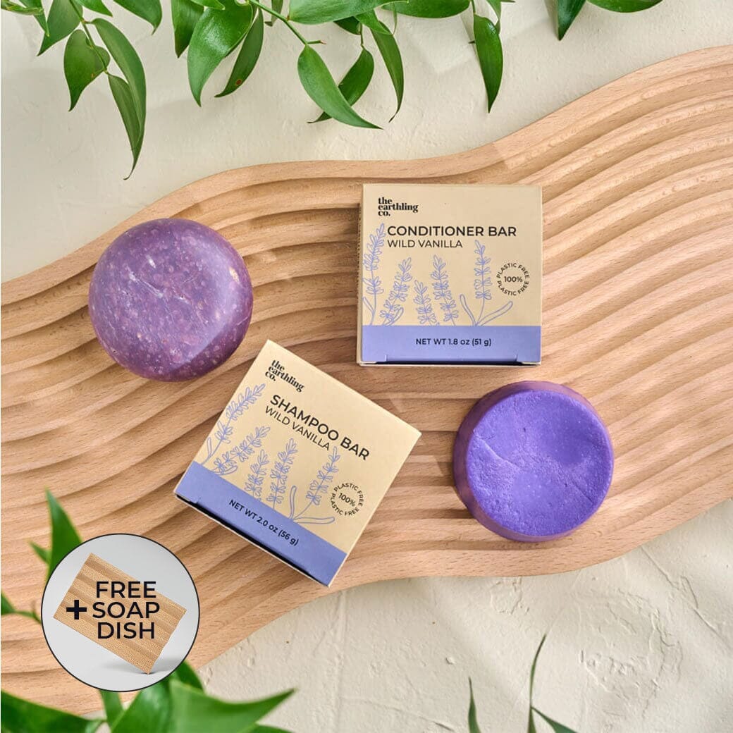 50% Off Shampoo & Conditioner for Hair Strength and Moisture + Free 4" Wooden Soap Dish Wild Vanilla