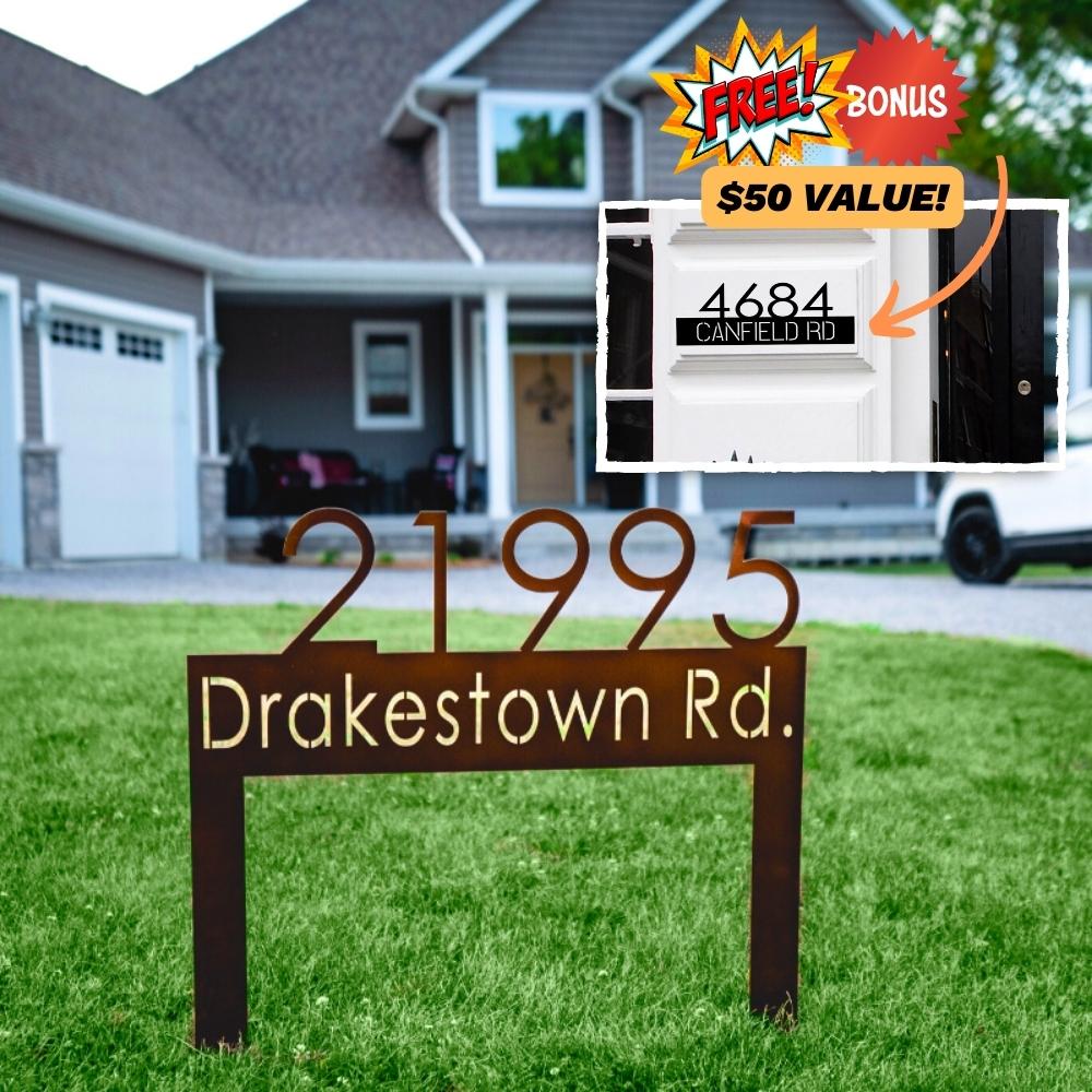 Classic Address Yard Sign (+ FREE Matching Porch Sign)