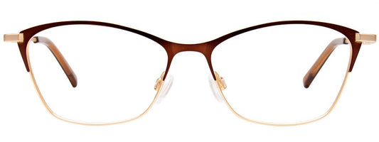 easyclip ec541 by aspex eyewear turboflex 360 degree hinge cat eye shape for ladies female women alluring attractive in matte gold and brown front view