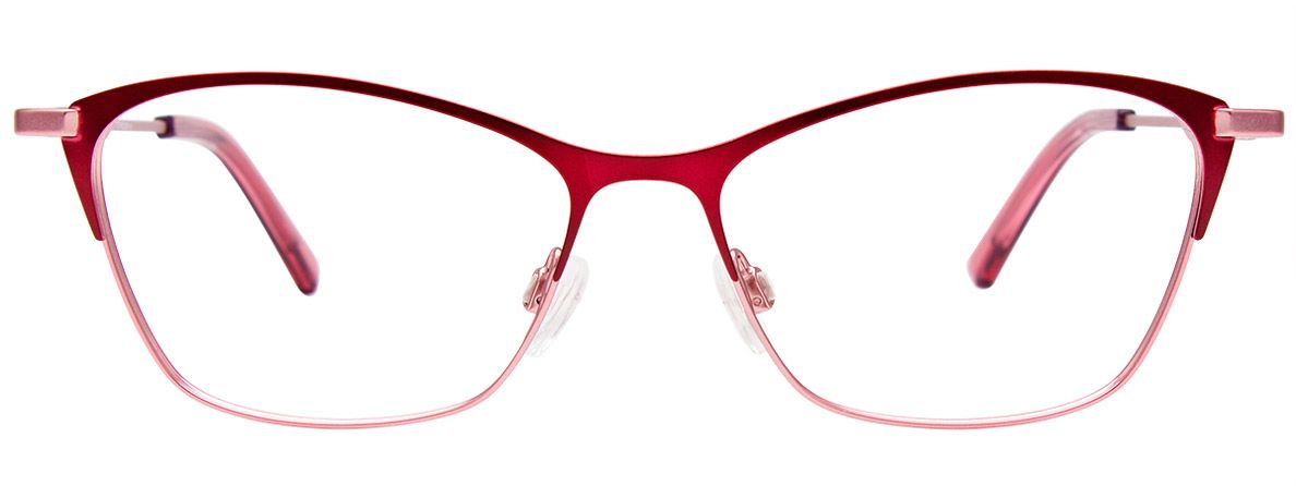 easyclip ec541 by aspex eyewear turboflex 360 degree hinge cat eye shape for ladies female women alluring attractive in matte light pink and red front view