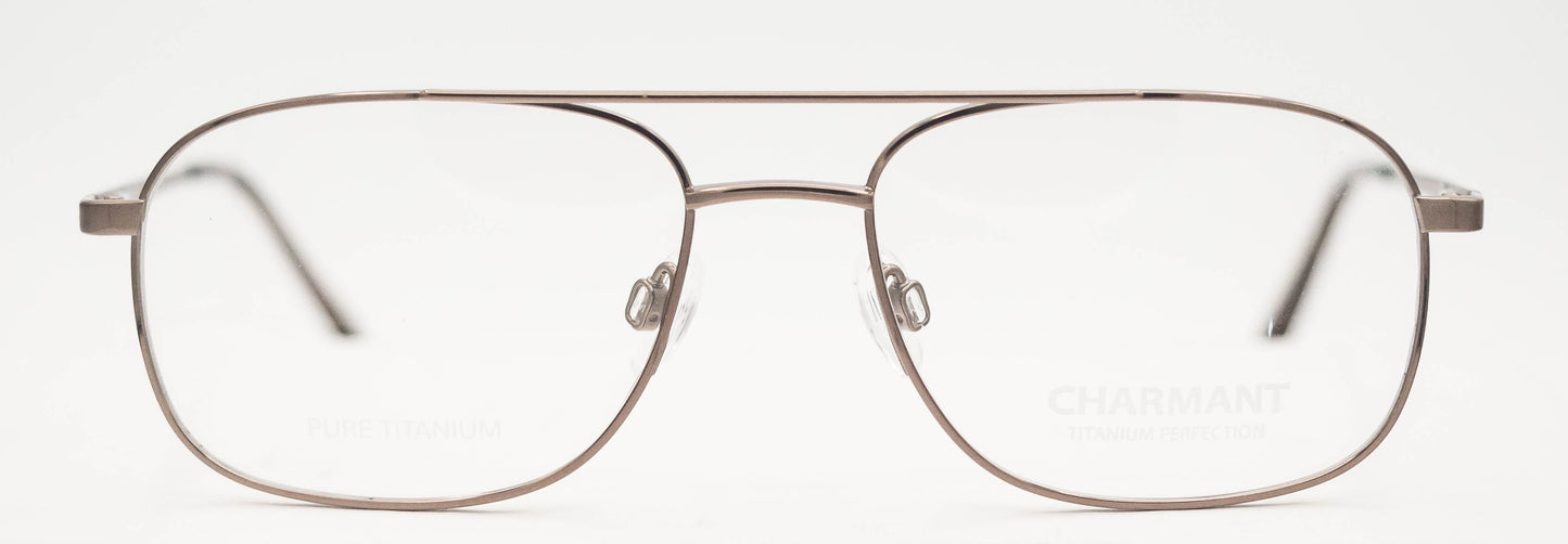 charmant 8143 optical prescription eyewear glasses thin metal titanium made in japan aviator shiny gold tan gunmetal men male unisex double bar classic vintage modern lightweight front view