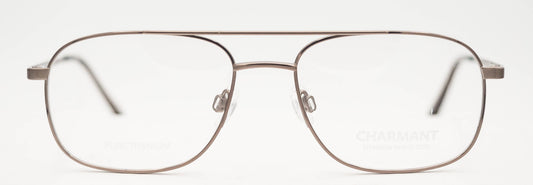 charmant 8143 optical prescription eyewear glasses thin metal titanium made in japan aviator shiny gold tan gunmetal men male unisex double bar classic vintage modern lightweight front view