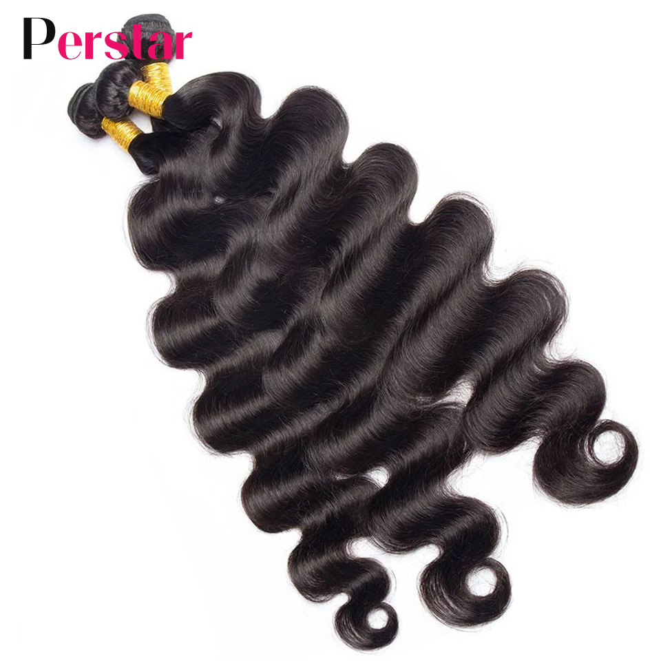Perstar Human Hair Bundles With Closure Brazilian Body Wave Bundles