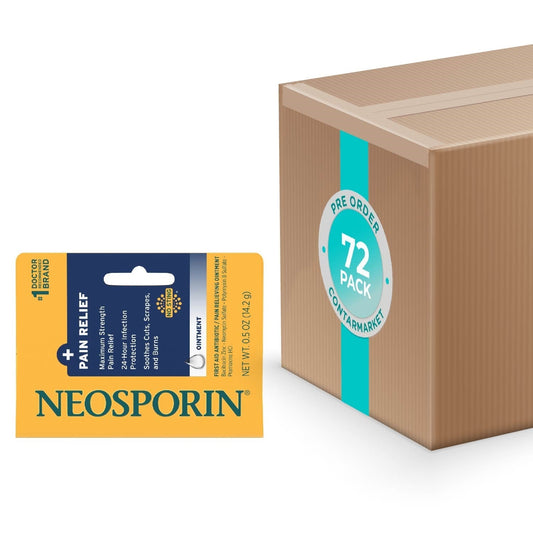Neosporin + Maximum-Strength Pain Relief Dual Action Antibiotic Ointment W/ Bacitracin Zinc 0.5 Oz - Pack 72