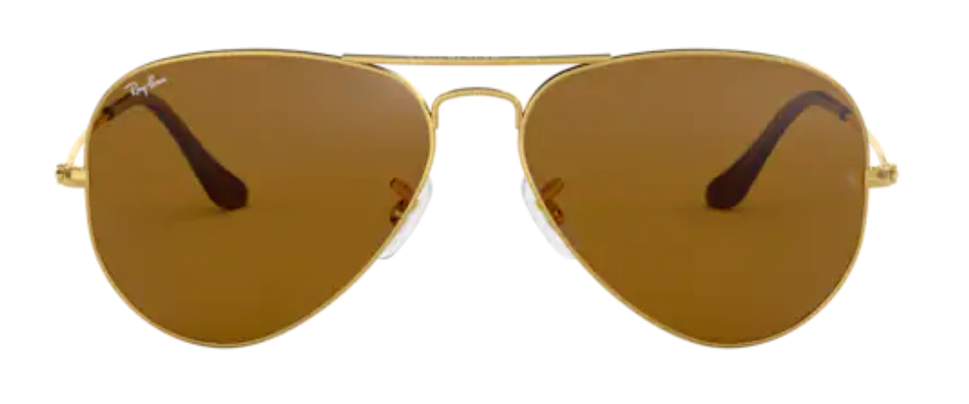 Ray Ban aviator 3025 classic popular trendy male female boys girls sunglasses vintage pilot shiny gold solid brown lenses uv400 protection