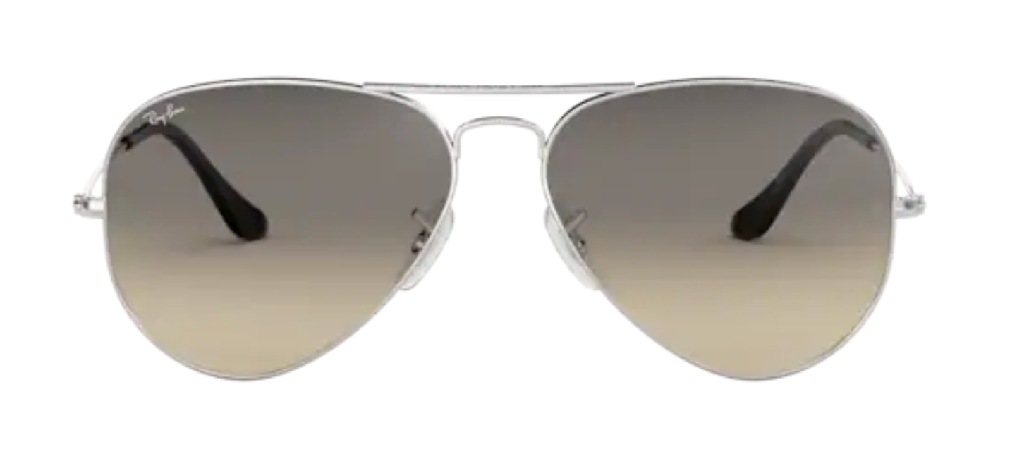 Ray Ban aviator 3025 classic popular trendy male female boys girls sunglasses vintage pilot shiny silver gradient grey lenses uv400 protection