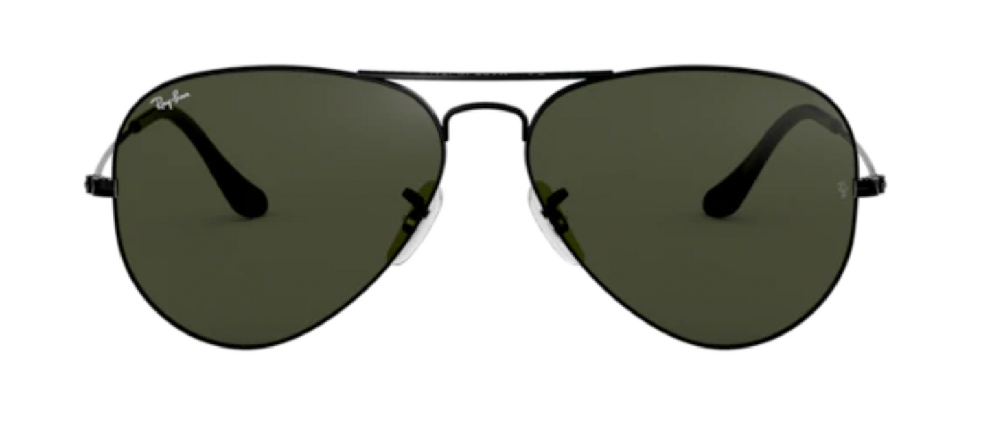 Ray Ban aviator 3025 classic popular trendy male female boys girls sunglasses vintage pilot shiny black solid g15 green lenses uv400 protection