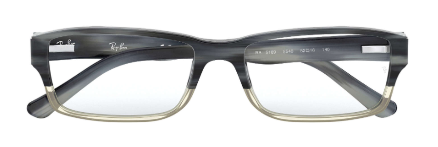 ray ban 5169 prescription optical eyewear glasses traditional classic unisex men women kids youthful bold casual gradient grey clear